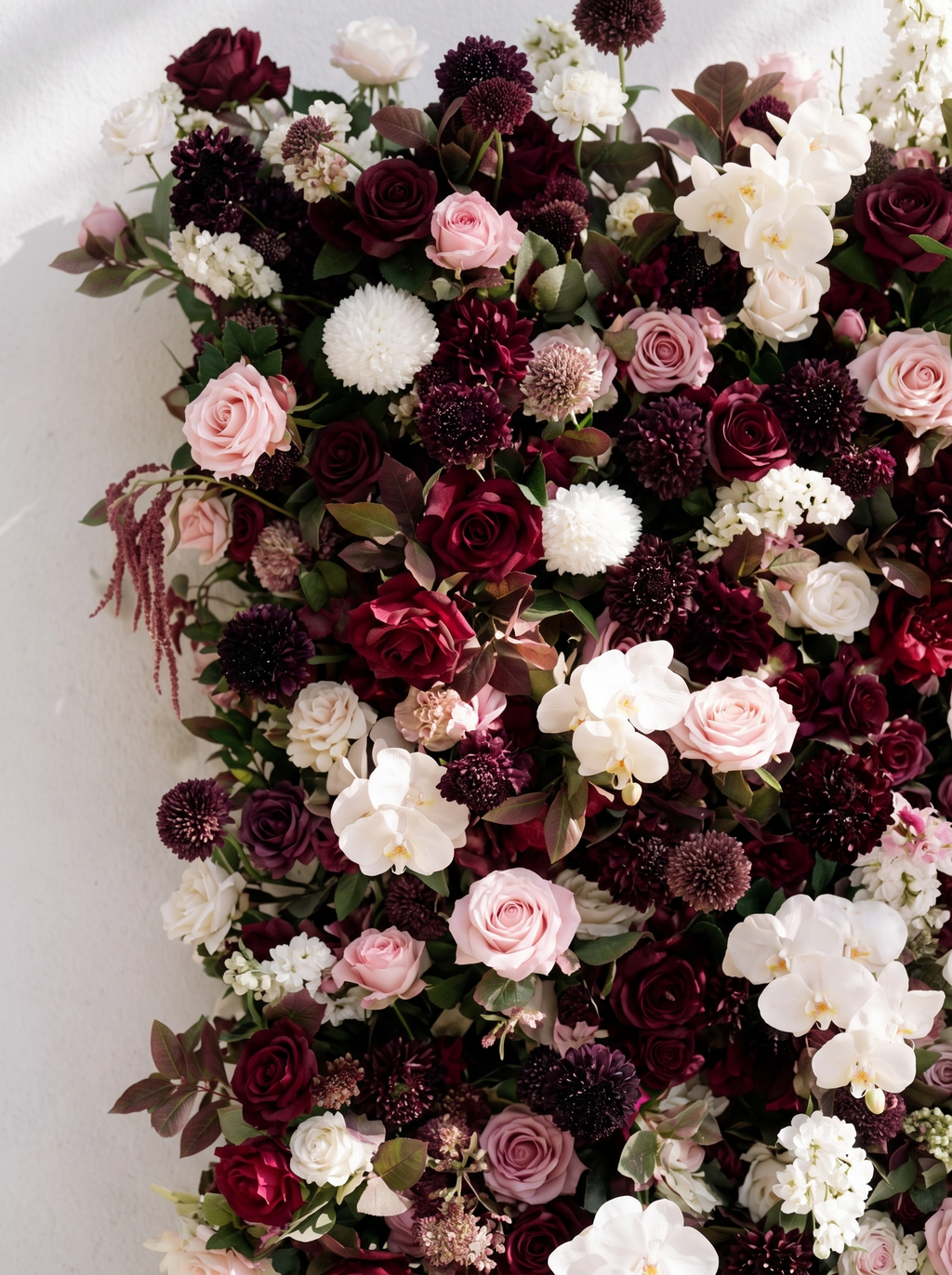 Garnet | 2026 Luxury 5D Berry & Burgundy Floral Wall with Greenery Roll-Up Backdrop for Rustic Garden Weddings | Shipping Included