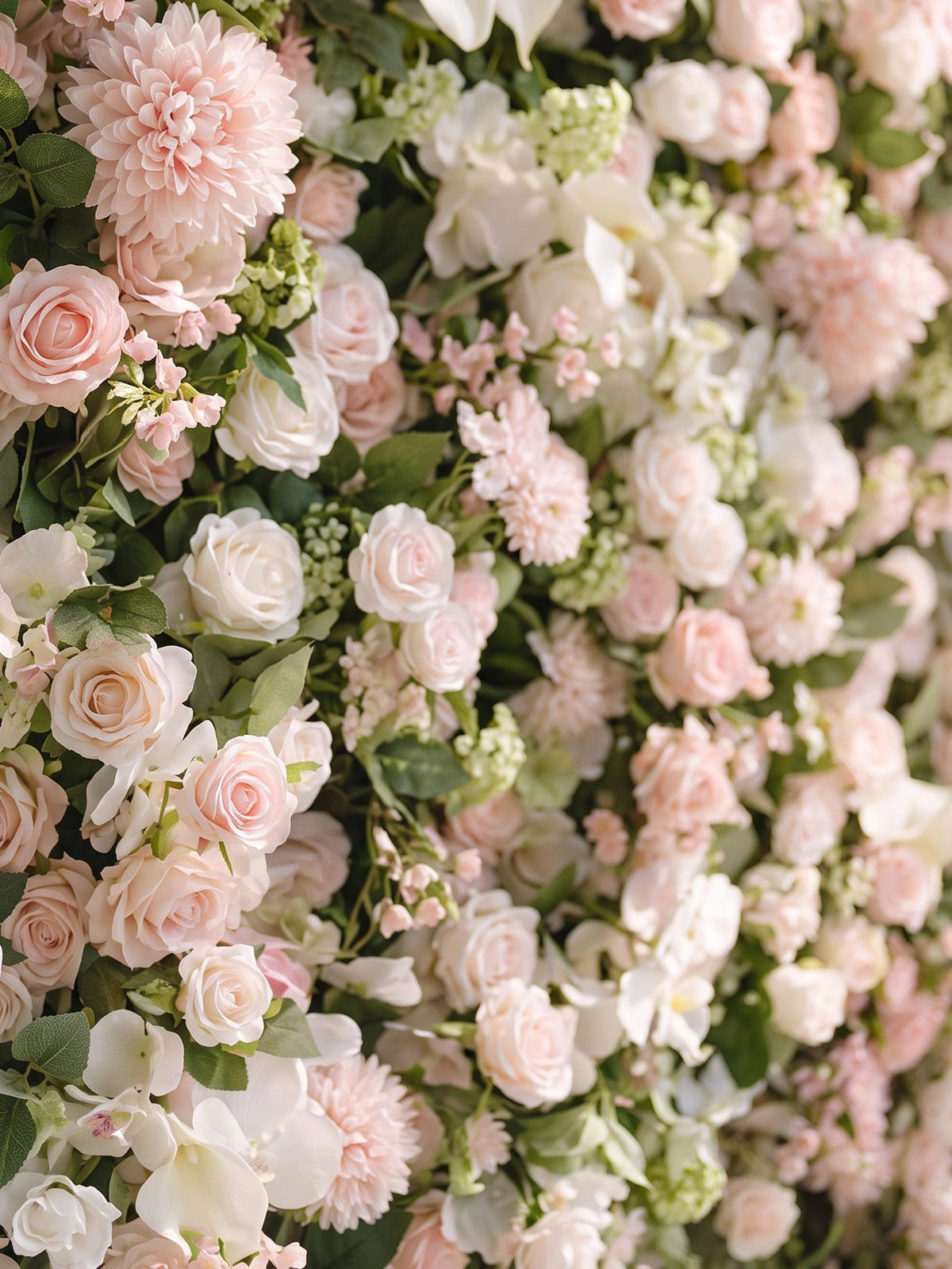 Cashmere | 2026 Luxury 5D White & Pink Floral Wall with Greenery Roll-Up Backdrop for Rustic Garden Weddings | Shipping Included