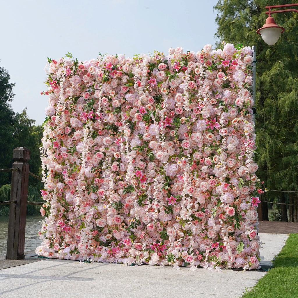 Alice | 5D Event-Ready Artificial Floral Wall Backdrop, Roll-Up Fabric | Shipping Included