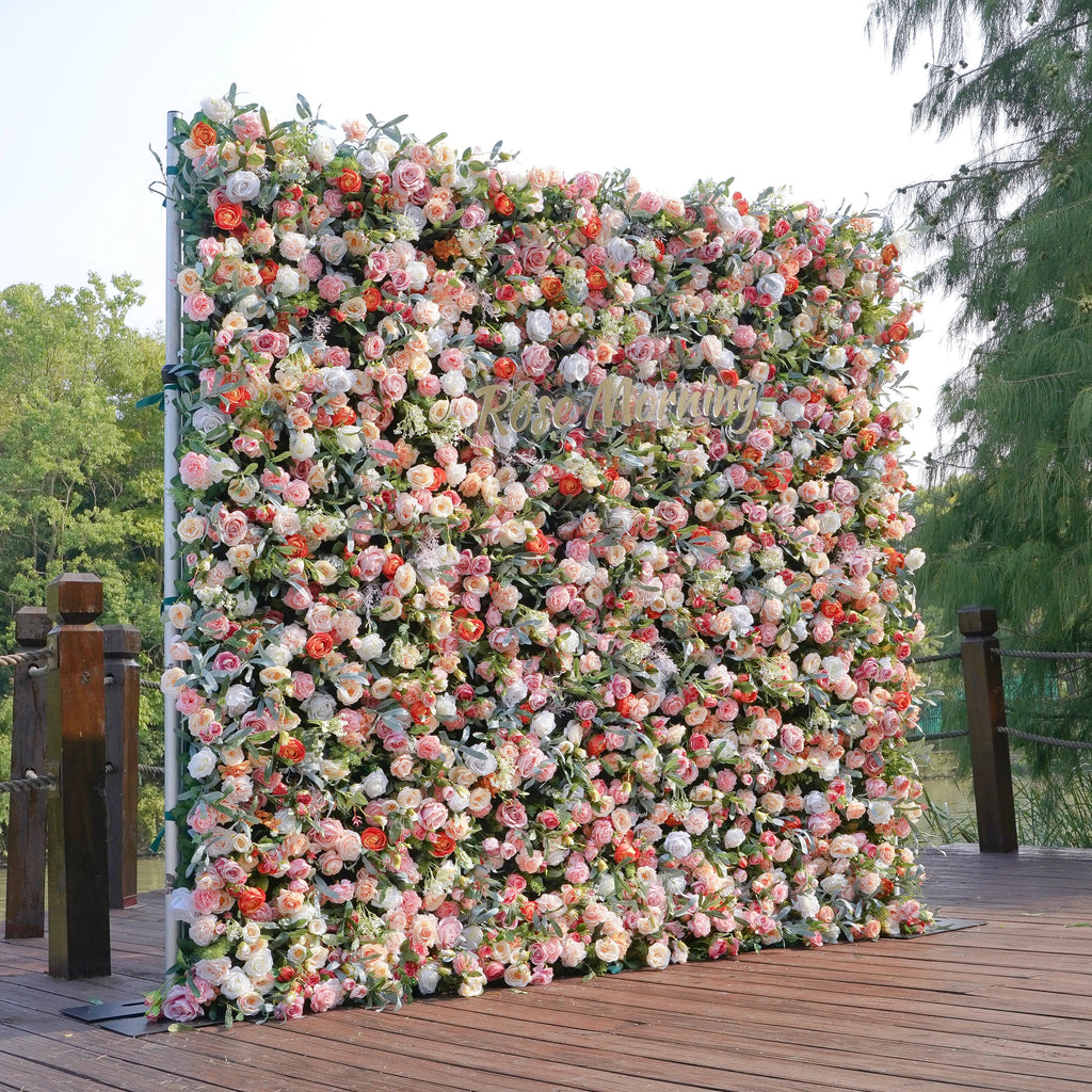 Amanda | 5D Event-Ready Artificial Floral Wall Backdrop, Roll-Up Fabric | Shipping Included