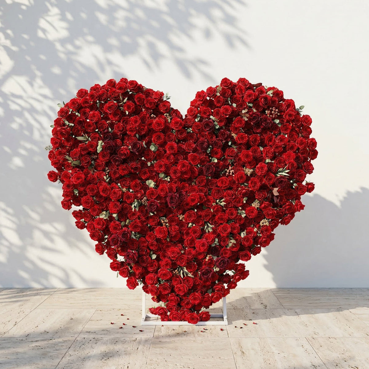 Auralis | 3D Romantic Crimson Heart-Shaped Event-Ready Artificial Floral Backdrop for Wedding & Valentine's Day Decor | Shipping Included