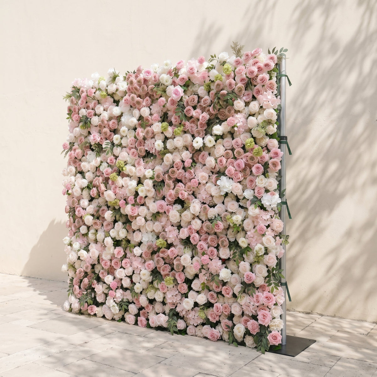 Aurorae | Luxury 4D Pink & White Rose & Orchid Silk Floral Wall with Lush Greenery Backdrop for Garden Weddings | Shipping Included