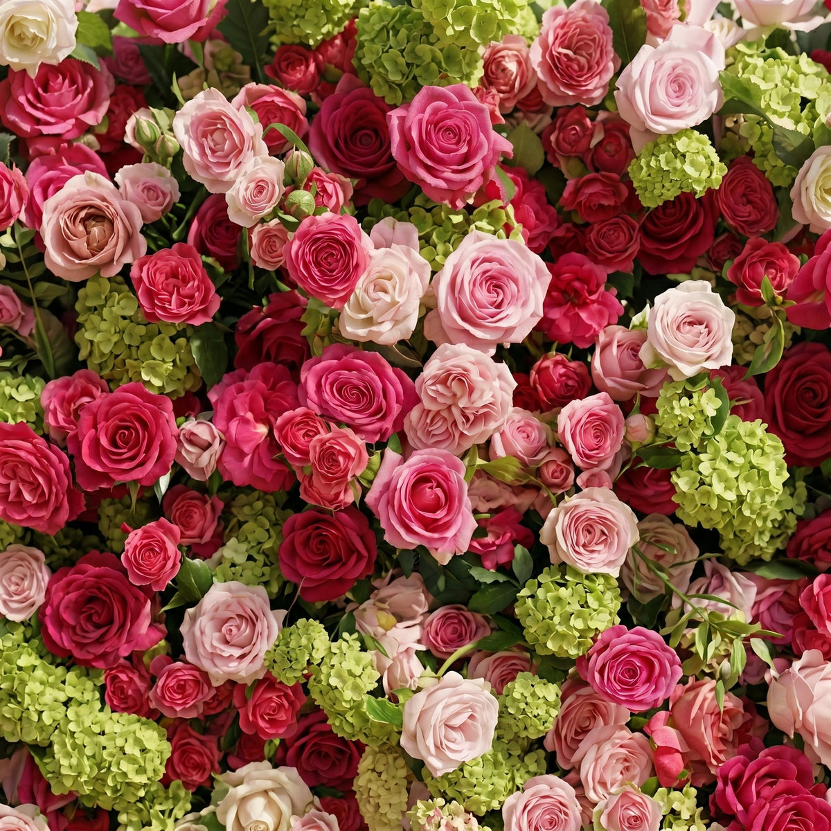 Auryne | Luxury 5D Hot Pink & Green Event-Ready Silk Floral Wall Backdrop for Vibrant Summer Parties & Events | Shipping Included