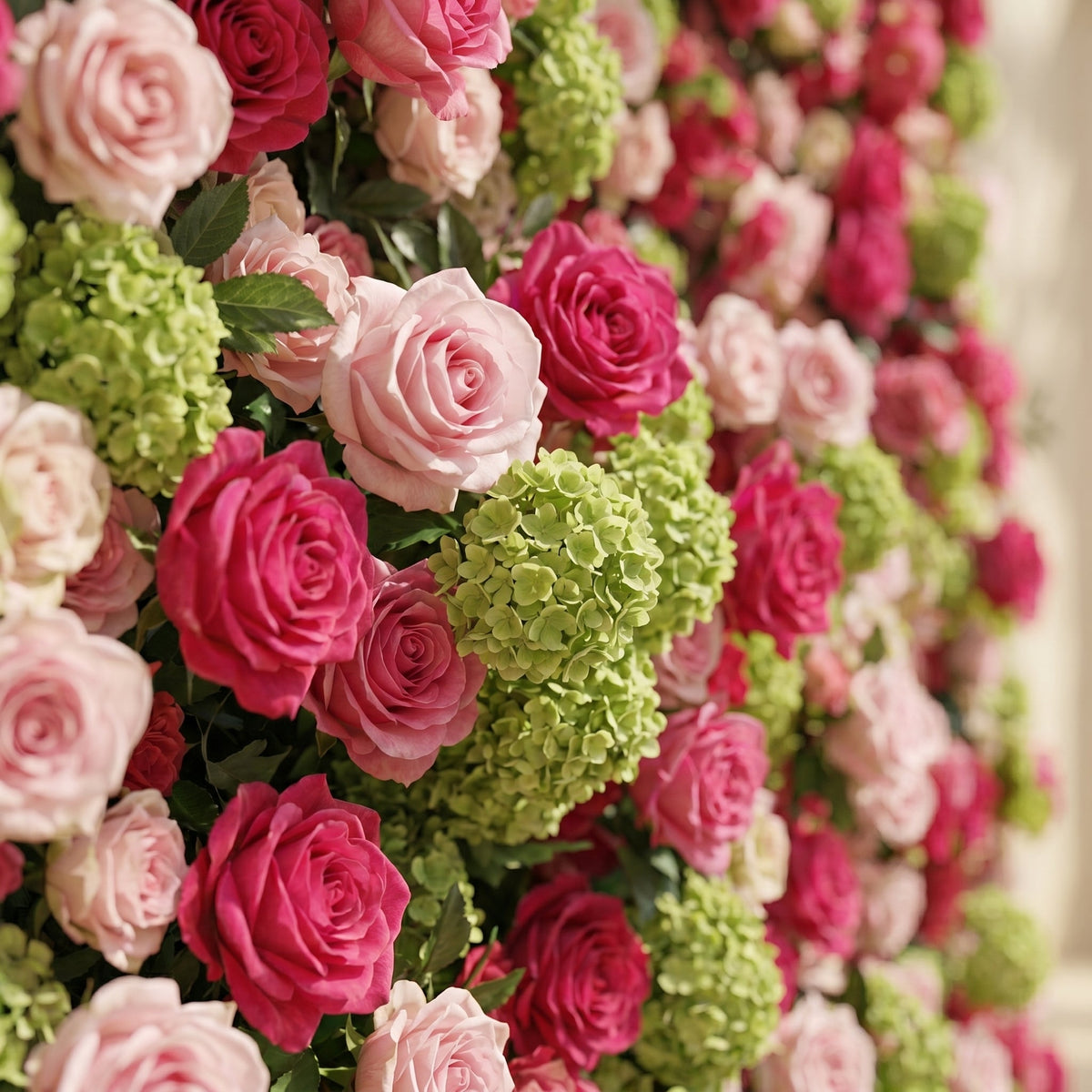 Auryne | Luxury 5D Hot Pink & Green Event-Ready Silk Floral Wall Backdrop for Vibrant Summer Parties & Events | Shipping Included