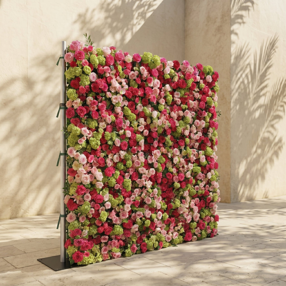 Auryne | Luxury 5D Hot Pink & Green Event-Ready Silk Floral Wall Backdrop for Vibrant Summer Parties & Events | Shipping Included