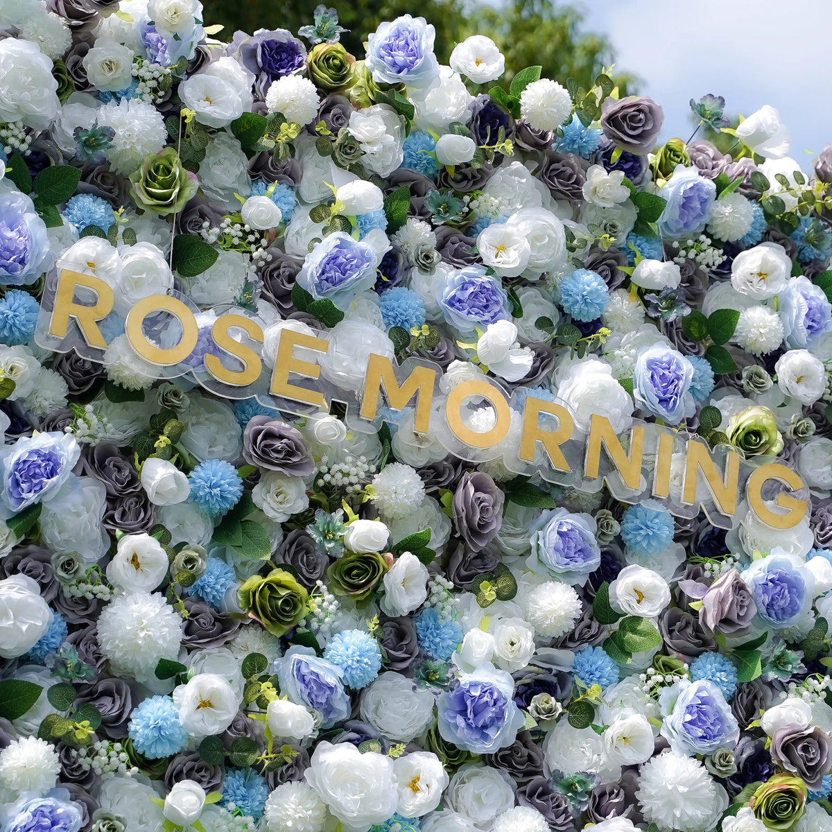 Betty | 5D Blue Event-Ready Artificial Floral Wall Backdrop, Roll-Up Fabric | Shipping Included
