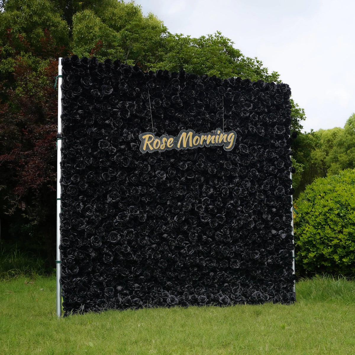 Black | 4D Event-Ready Artificial Floral Wall Backdrop, Roll-Up Fabric | Shipping Included