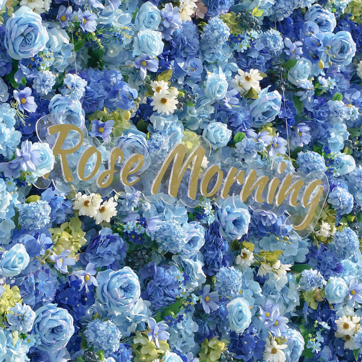 Blue | 5D Event-Ready Artificial Floral Wall Backdrop, Roll-Up Fabric | Shipping Included