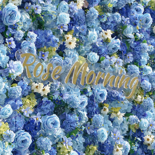 Blue | 5D Event-Ready Artificial Floral Wall Backdrop, Roll-Up Fabric | Shipping Included