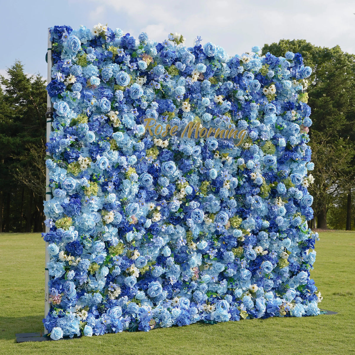 Blue | 5D Event-Ready Artificial Floral Wall Backdrop, Roll-Up Fabric | Shipping Included