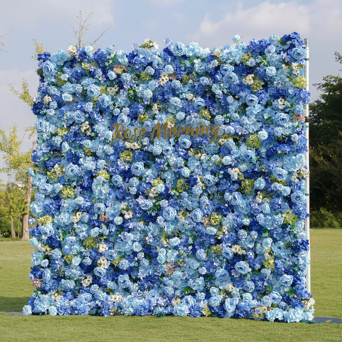 Blue | 5D Event-Ready Artificial Floral Wall Backdrop, Roll-Up Fabric | Shipping Included