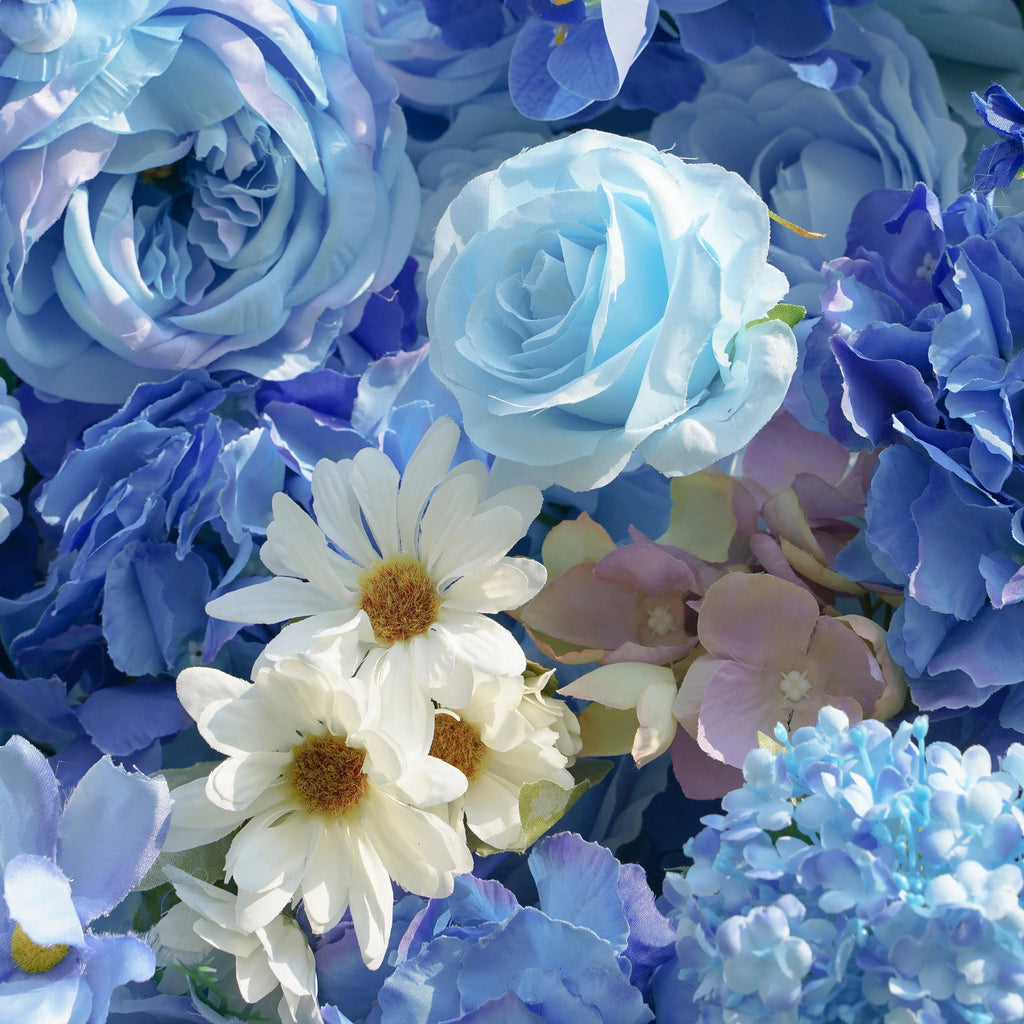 Blue | 5D Event-Ready Artificial Floral Wall Backdrop, Roll-Up Fabric | Shipping Included