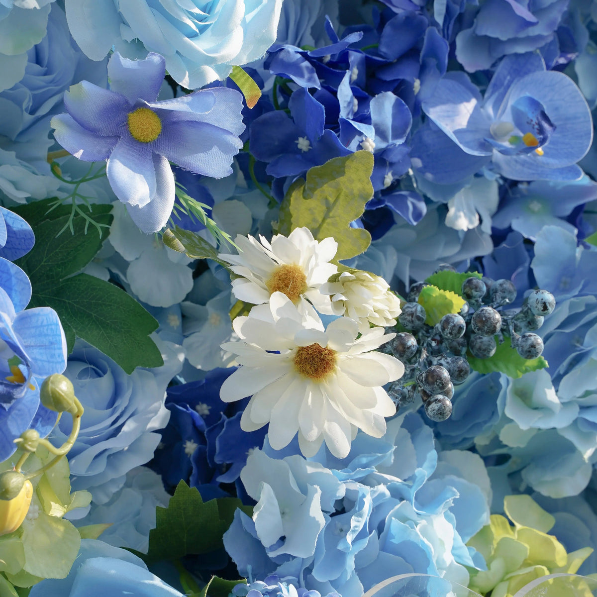 Blue | 5D Event-Ready Artificial Floral Wall Backdrop, Roll-Up Fabric | Shipping Included