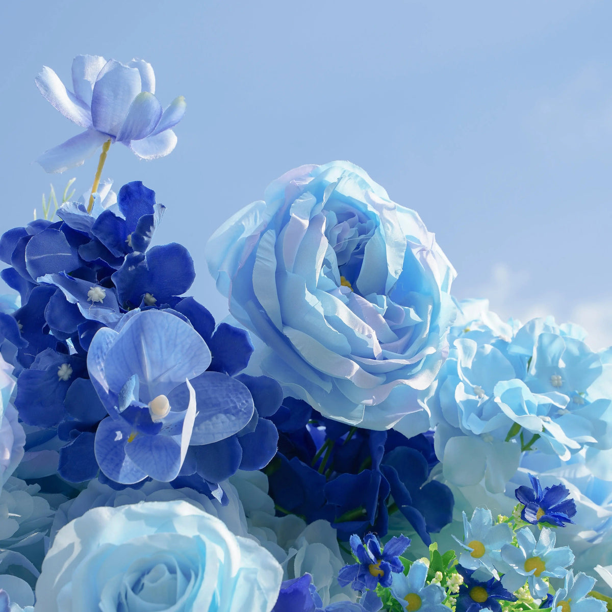 Blue | 5D Event-Ready Artificial Floral Wall Backdrop, Roll-Up Fabric | Shipping Included
