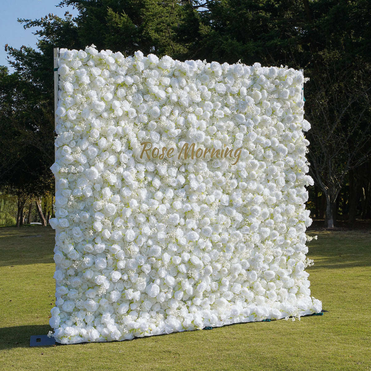 Breath | 5D White Roses Event-Ready Artificial Floral Wall Backdrop, Roll-Up Fabric | Shipping Included