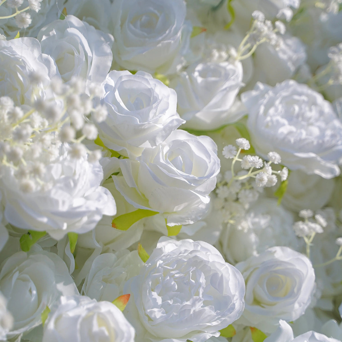 Breath | 5D White Roses Event-Ready Artificial Floral Wall Backdrop, Roll-Up Fabric | Shipping Included