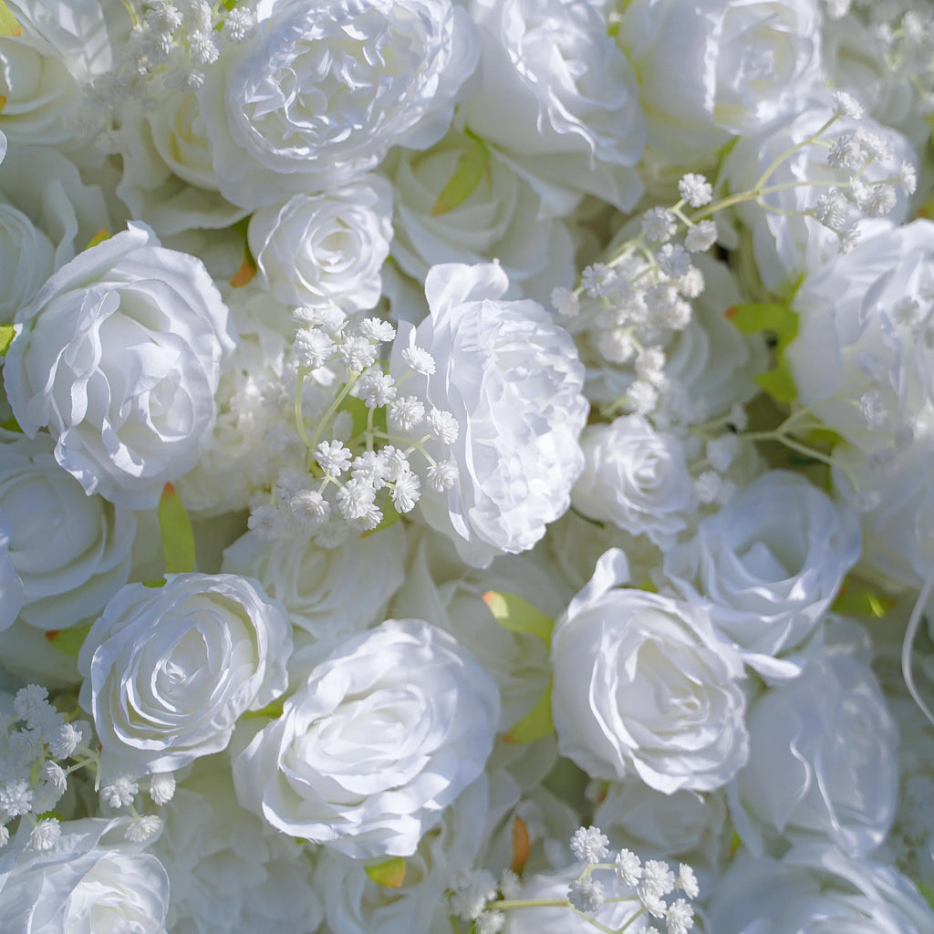 Breath | 5D White Roses Event-Ready Artificial Floral Wall Backdrop, Roll-Up Fabric | Shipping Included