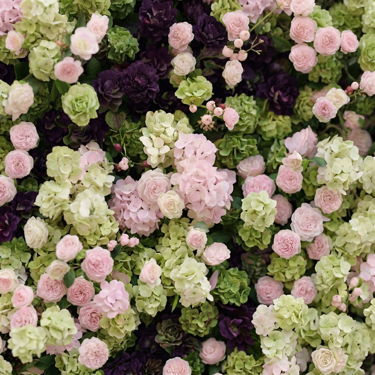 Brina | Luxury 5D Dark Purple & Lime Green Event-Ready Silk Floral Wall Backdrop for Elegant Weddings & Galas | Shipping Included