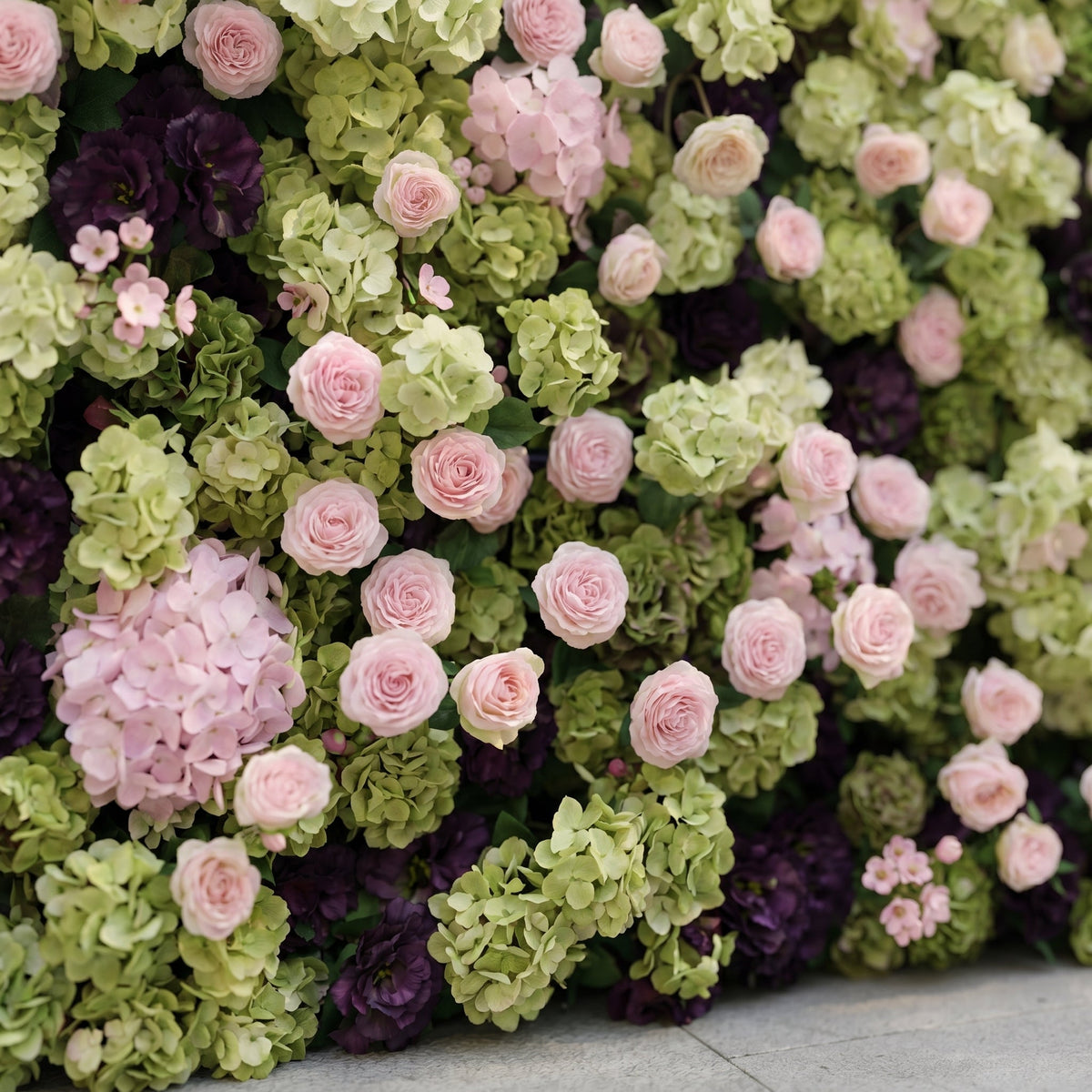 Brina | Luxury 5D Dark Purple & Lime Green Event-Ready Silk Floral Wall Backdrop for Elegant Weddings & Galas | Shipping Included