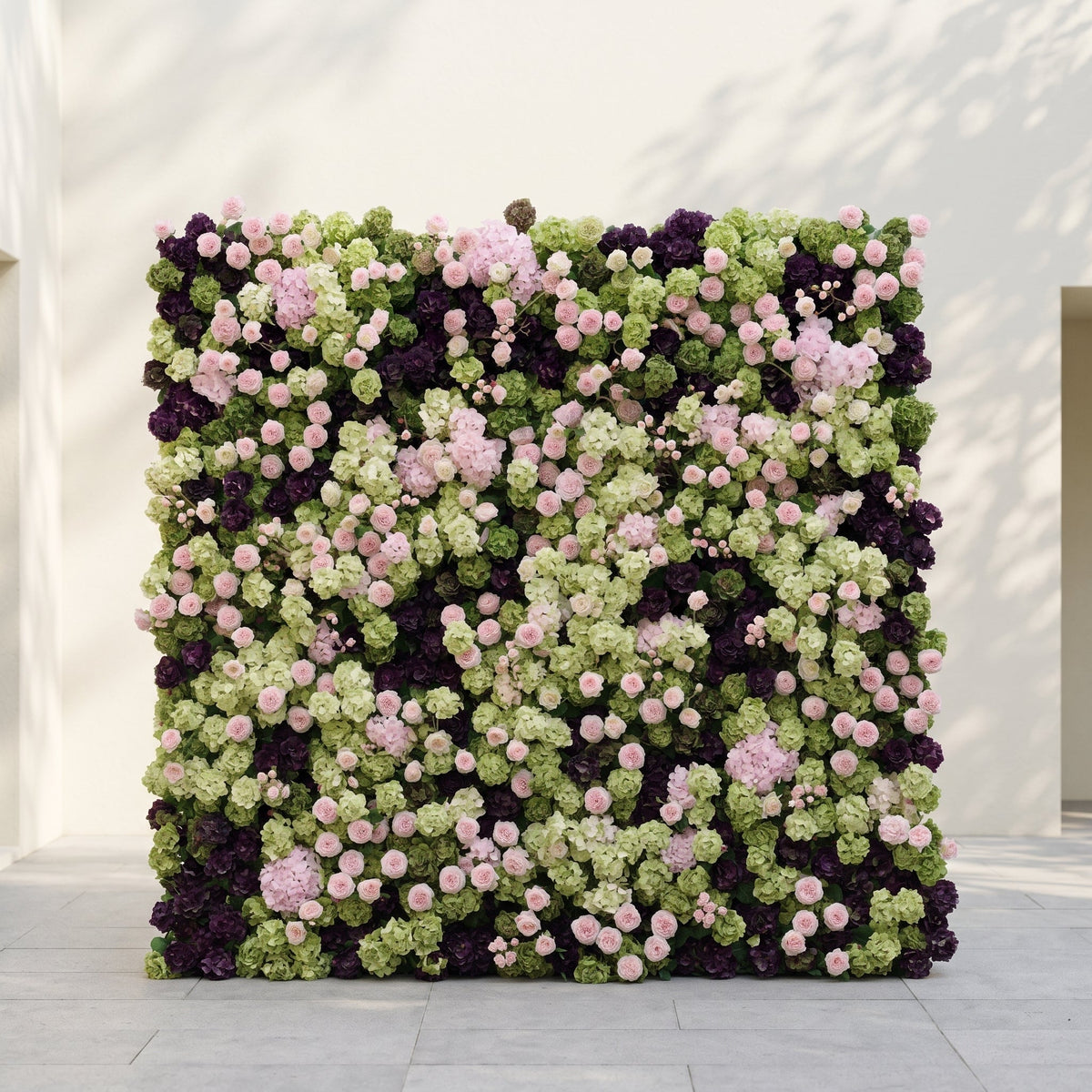 Brina | Luxury 5D Dark Purple & Lime Green Event-Ready Silk Floral Wall Backdrop for Elegant Weddings & Galas | Shipping Included