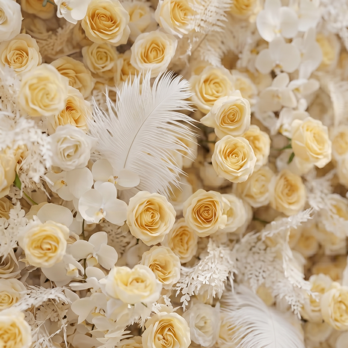 Caelsira | Luxury 5D Champagne & Cream Event-Ready Silk Rose Floral Wall Backdrop for Grand Estate Weddings | Shipping Included