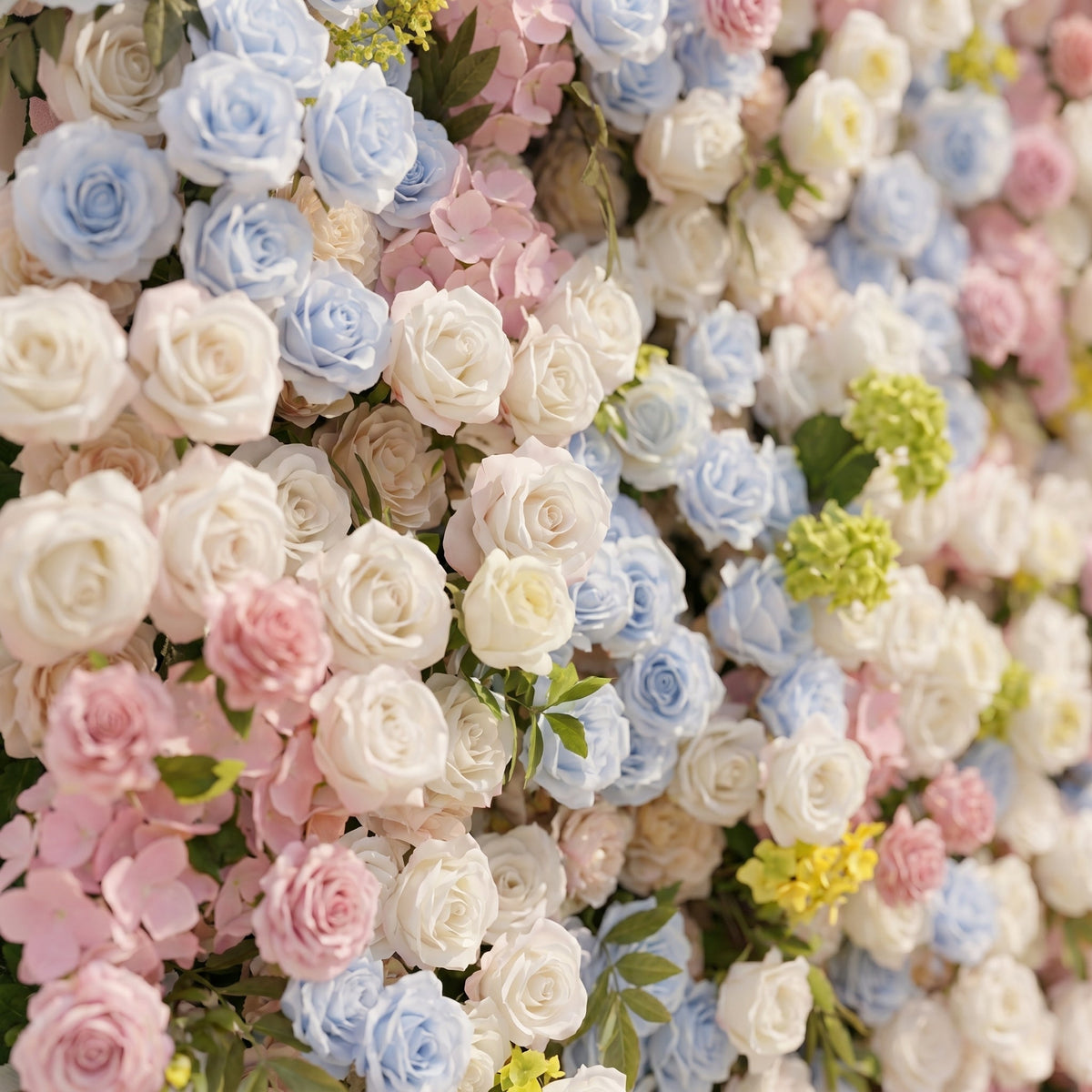 Calora | 5D Dusty Blue, Blush Pink & Ivory White Event-Ready Silk Rose Floral Wall Backdrop for Romantic Wedding & Proposal Setups | Shipping Included