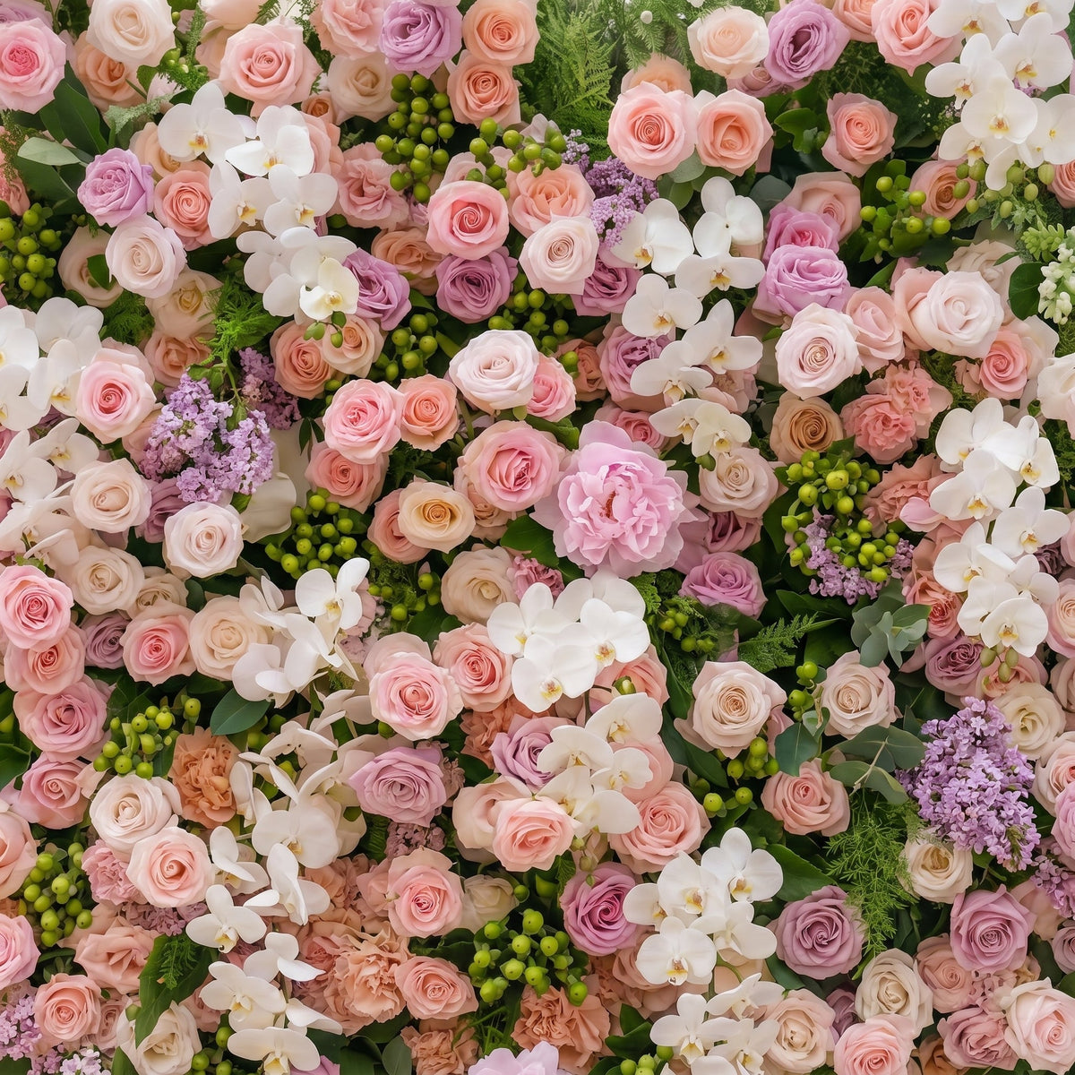 Calrielle | 5D Mixed Blush Pink, Peach & Ivory White Event-Ready Silk Rose Floral Wall Backdrop for Romantic Wedding & Proposal Setups | Shipping Included