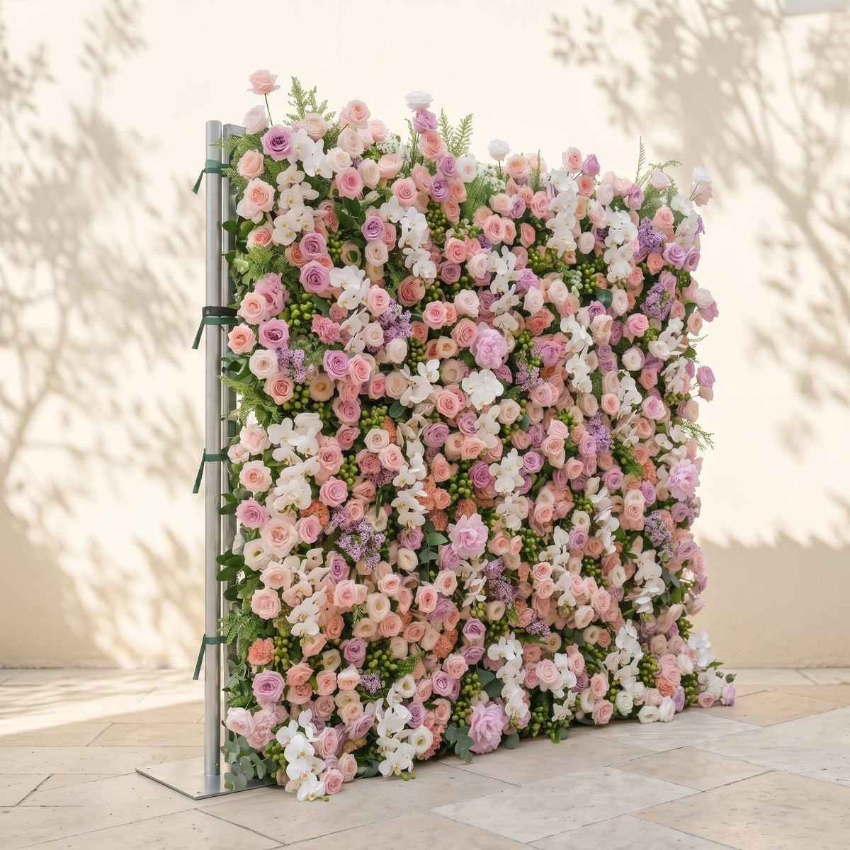 Calrielle | 5D Mixed Blush Pink, Peach & Ivory White Event-Ready Silk Rose Floral Wall Backdrop for Romantic Wedding & Proposal Setups | Shipping Included