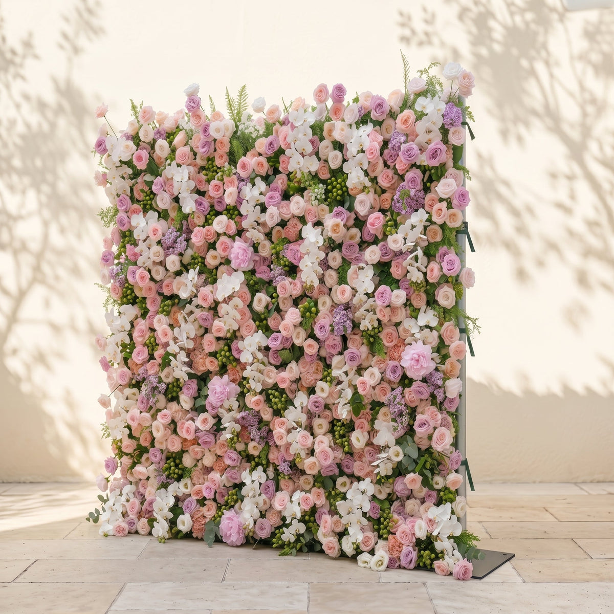 Calrielle | 5D Mixed Blush Pink, Peach & Ivory White Event-Ready Silk Rose Floral Wall Backdrop for Romantic Wedding & Proposal Setups | Shipping Included