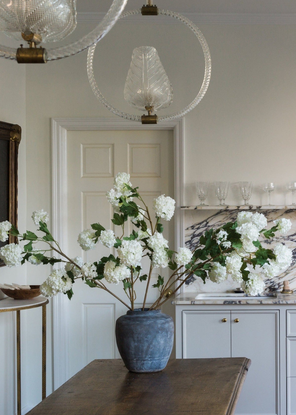 Faux Snowball Hydrangea in Crisp White - 43.5