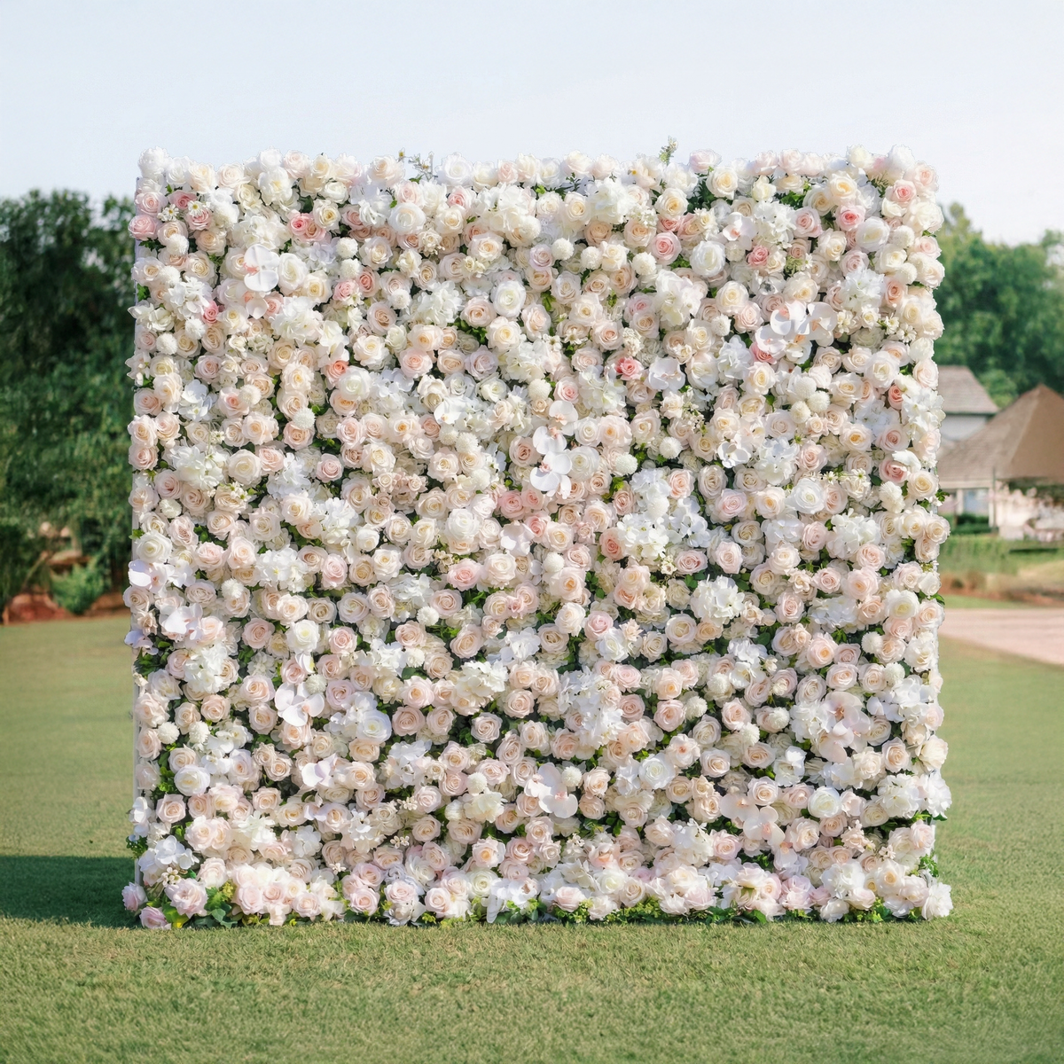 Casey | Premium 5D Soft Blush & White Event-Ready Silk Floral Wall Backdrop for Dreamy Garden Ceremonies & Elegant Wedding | Shipping Included