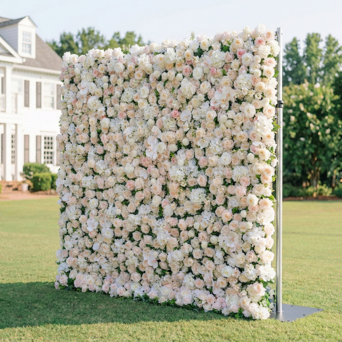 Casey | Premium 5D Soft Blush & White Event-Ready Silk Floral Wall Backdrop for Dreamy Garden Ceremonies & Elegant Wedding | Shipping Included