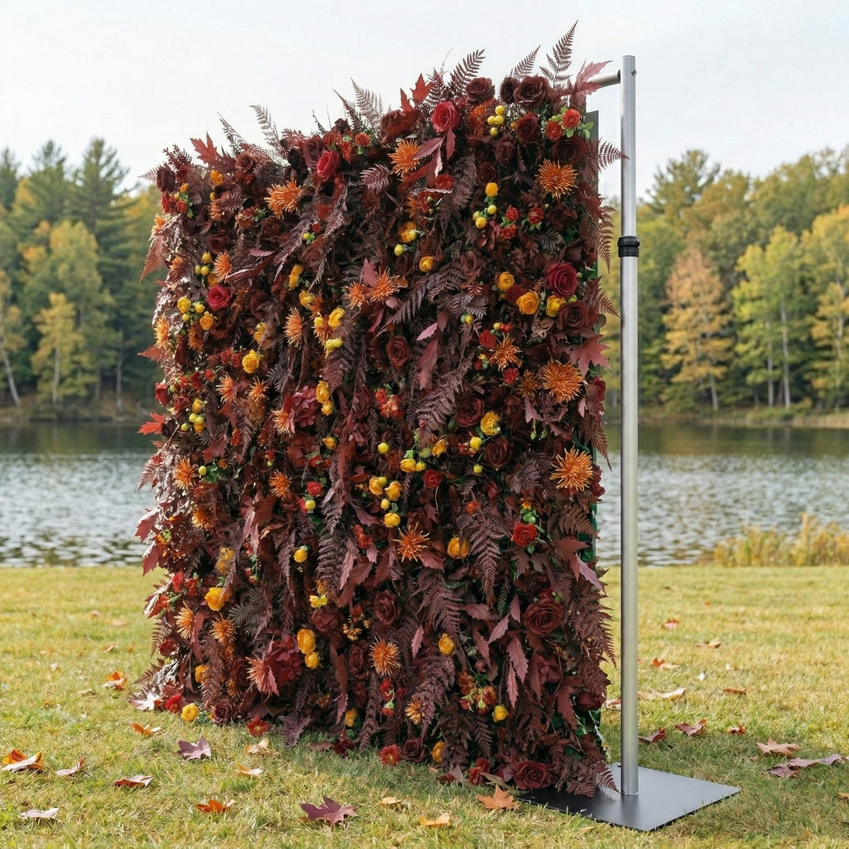 Caterina | 5D Burgundy & Burnt Orange Event-Ready Silk Floral Wall Backdrop for Vintage Weddings & Events | Shipping Included