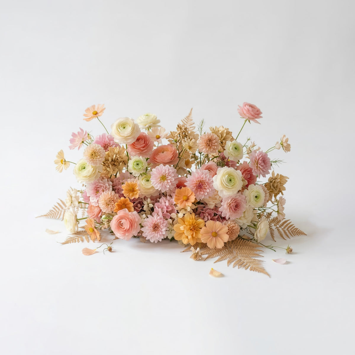 Cirelle | Exquisite Peach & Champagne Butterfly-Shaped Flower Wall Backdrop for Garden Proposals & Weddings | Shipping Included