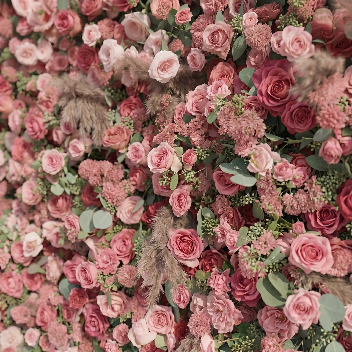 Cloressa | Luxury 5D Dusty Rose & Nude Pink Silk Floral Wall with Dried Pampas Grass for Modern Weddings | Shipping Included