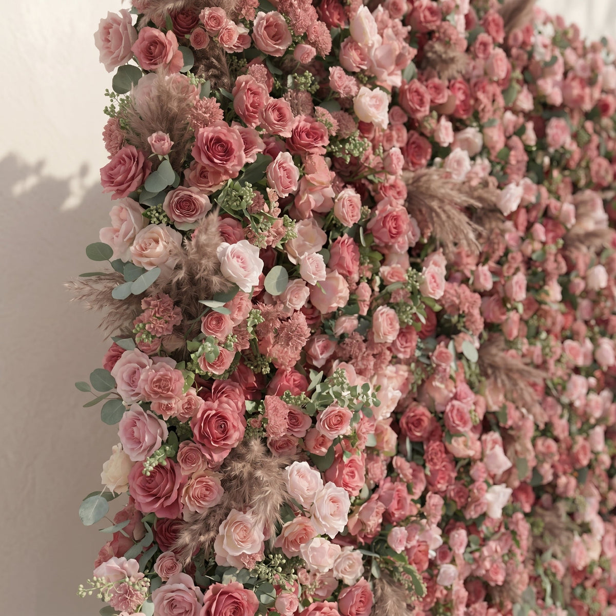 Cloressa | Luxury 5D Dusty Rose & Nude Pink Silk Floral Wall with Dried Pampas Grass for Modern Weddings | Shipping Included