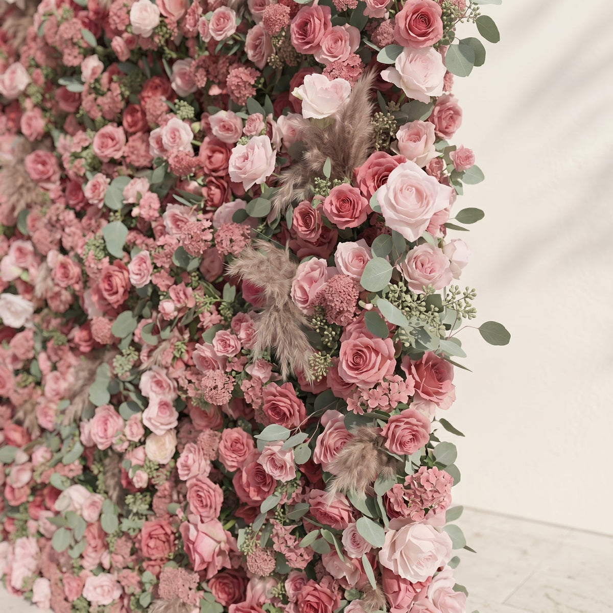 Cloressa | Luxury 5D Dusty Rose & Nude Pink Silk Floral Wall with Dried Pampas Grass for Modern Weddings | Shipping Included