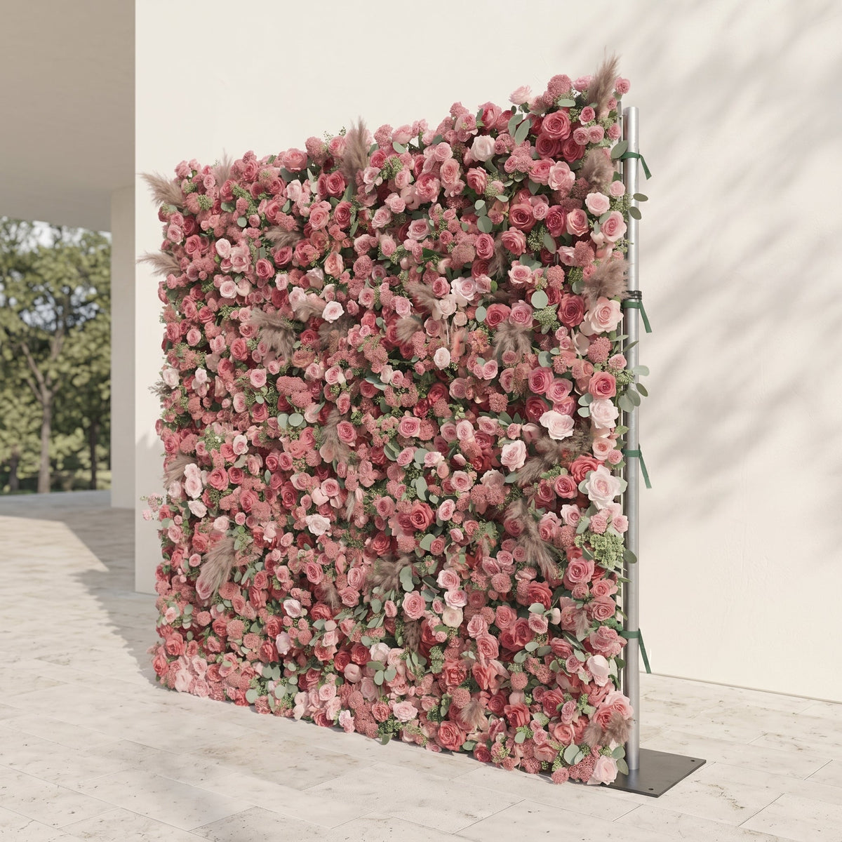 Cloressa | Luxury 5D Dusty Rose & Nude Pink Silk Floral Wall with Dried Pampas Grass for Modern Weddings | Shipping Included