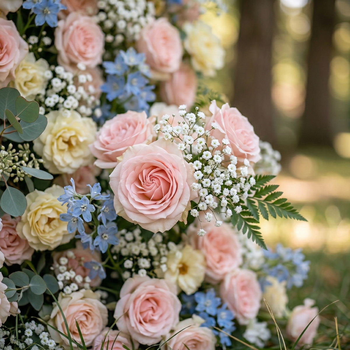 Coralie | 5D Peach & Baby Blue Event-Ready Silk Floral Wall Backdrop for Dreamy Wedding & Birthday Party | Shipping Included