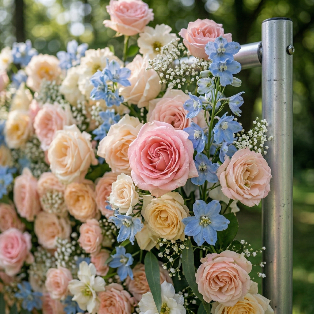 Coralie | 5D Peach & Baby Blue Event-Ready Silk Floral Wall Backdrop for Dreamy Wedding & Birthday Party | Shipping Included