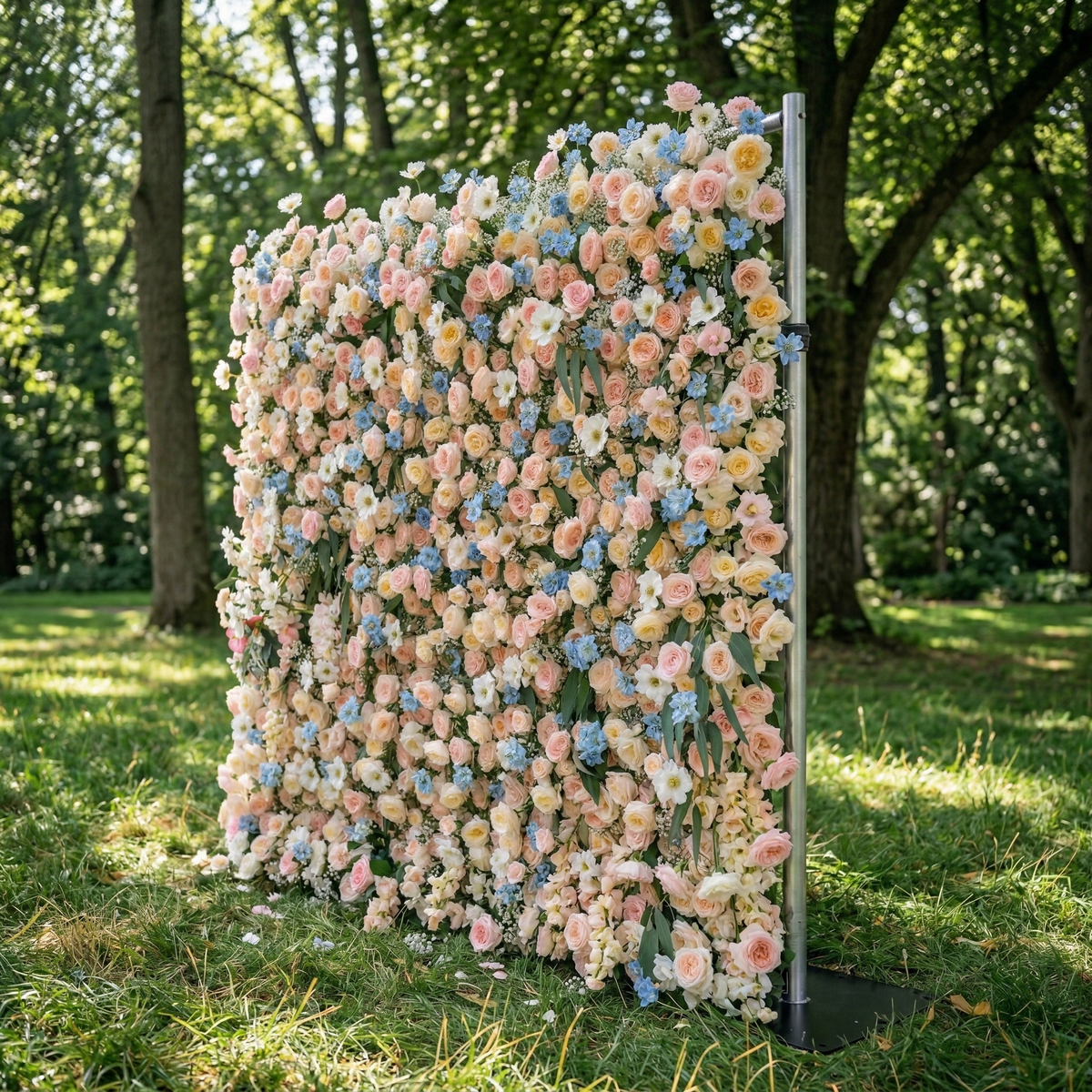 Coralie | 5D Peach & Baby Blue Event-Ready Silk Floral Wall Backdrop for Dreamy Wedding & Birthday Party | Shipping Included