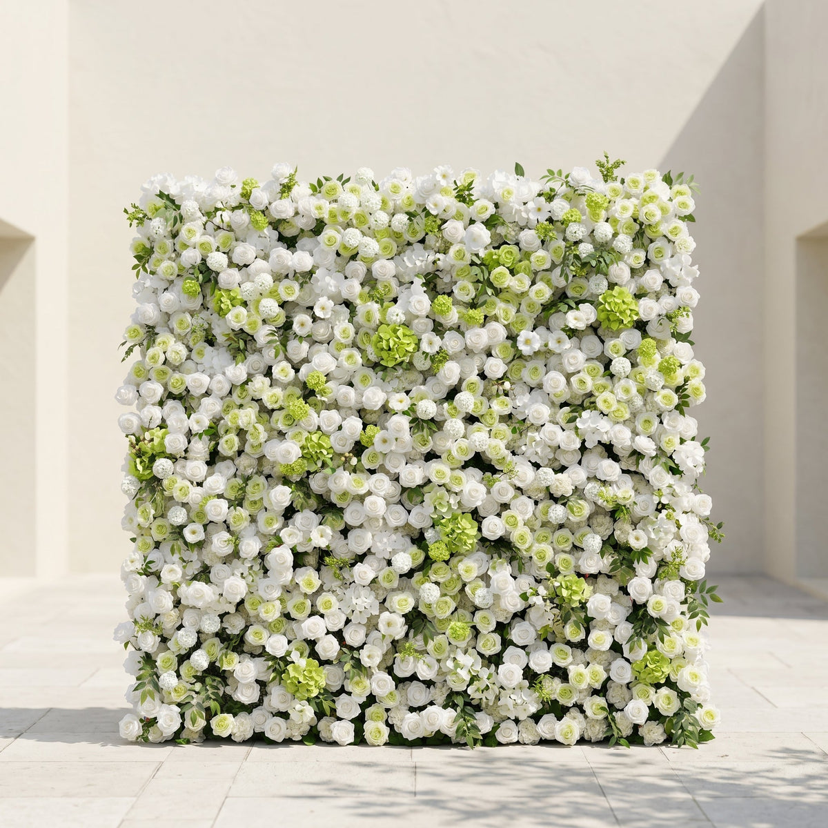 Cordelle | Luxury 4D Creamy White & Fresh Green Silk Floral Wall Backdrop for Organic Garden Weddings | Shipping Included