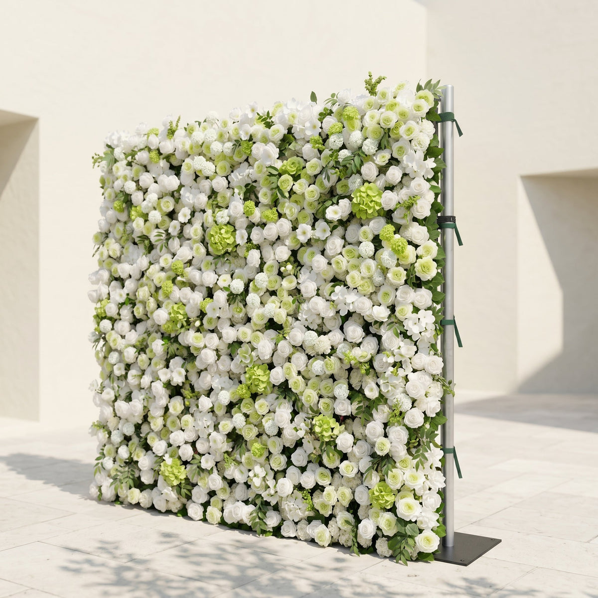 Cordelle | Luxury 4D Creamy White & Fresh Green Silk Floral Wall Backdrop for Organic Garden Weddings | Shipping Included
