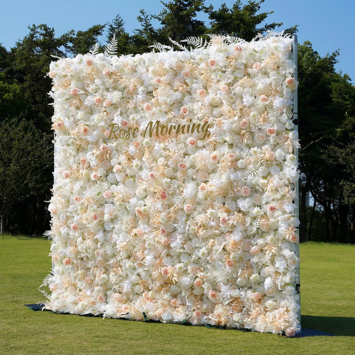 Cream | 5D Event-Ready Artificial Floral Wall Backdrop, Roll-Up Fabric | Shipping Included
