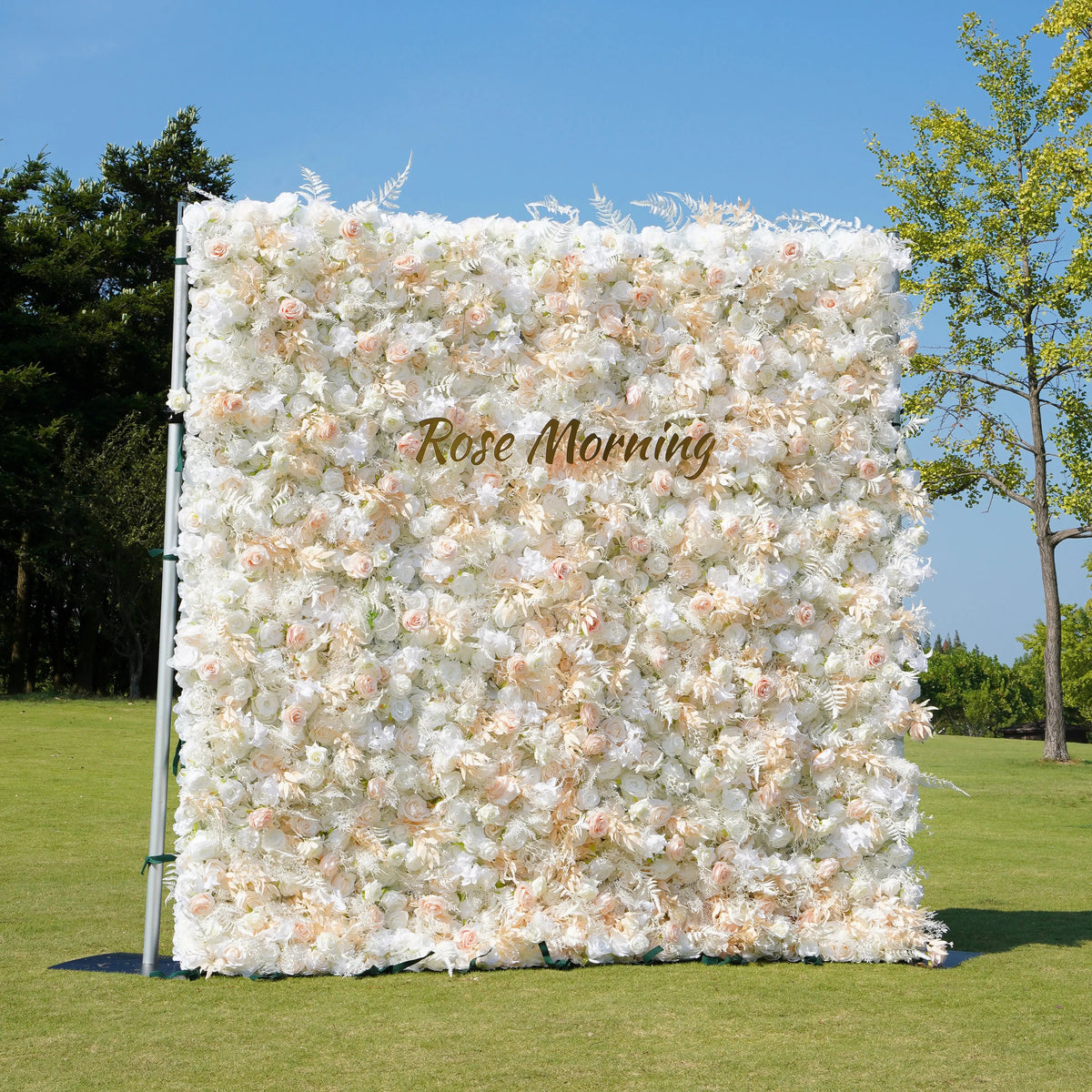 Cream | 5D Event-Ready Artificial Floral Wall Backdrop, Roll-Up Fabric | Shipping Included
