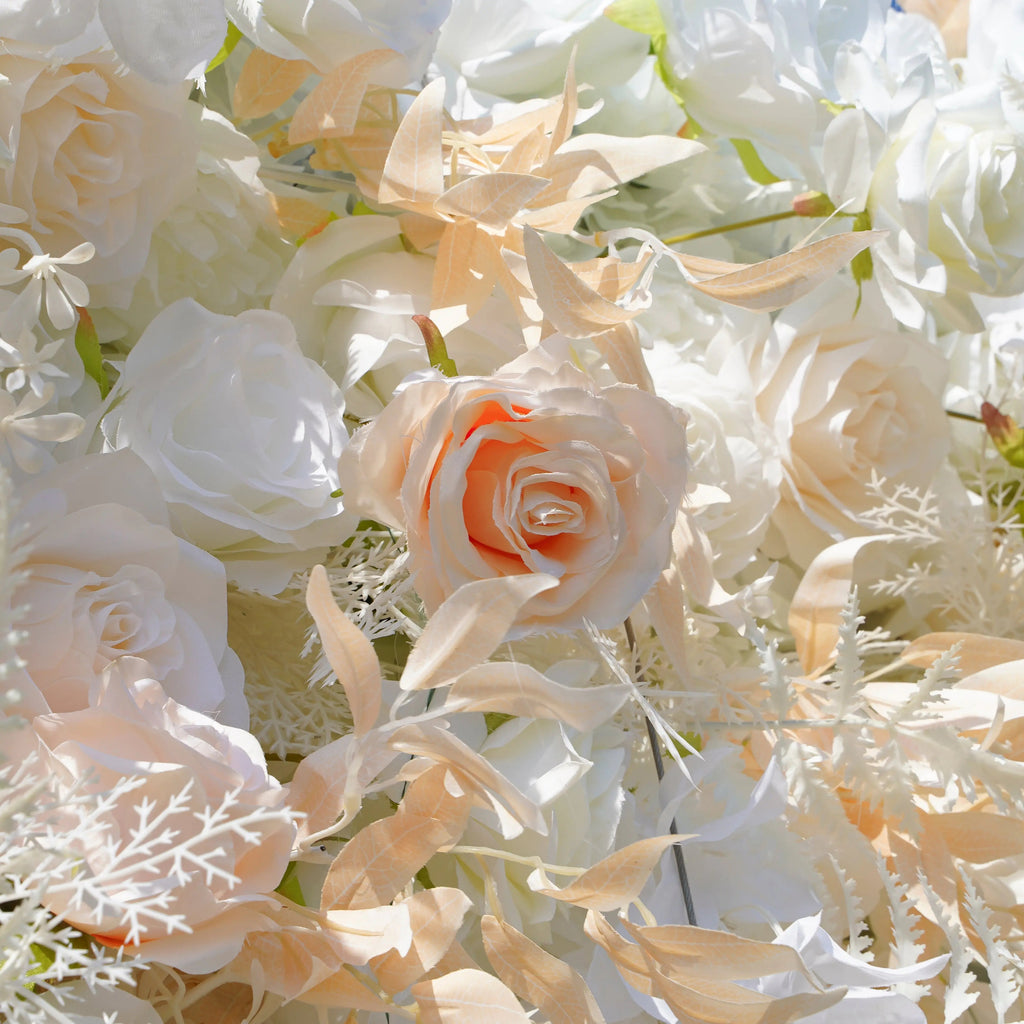 Cream | 5D Event-Ready Artificial Floral Wall Backdrop, Roll-Up Fabric | Shipping Included