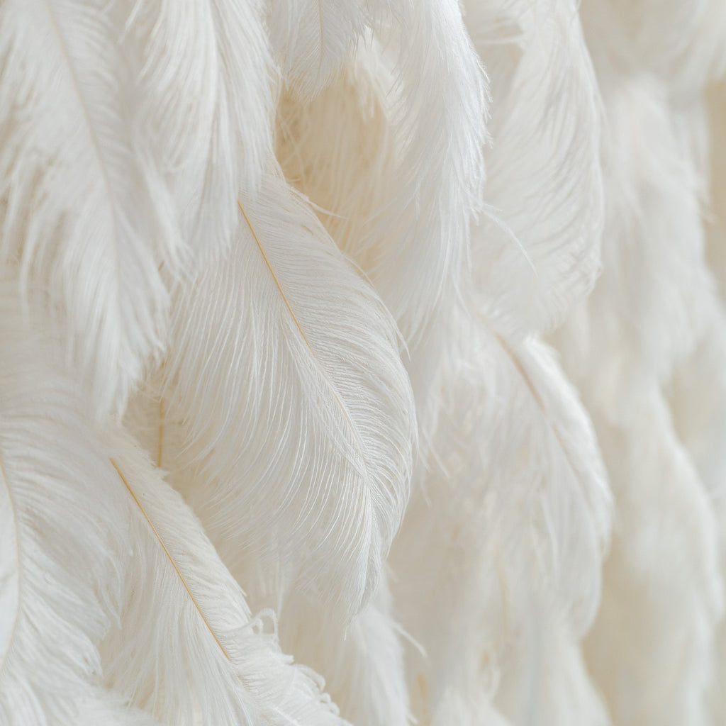 ValarFlowers Artificial Floral Wall Backdrop: Celestial White Feather Dreamscape - The Ethereal Whisper Collection for Luxurious Weddings and Events-VF-164-White