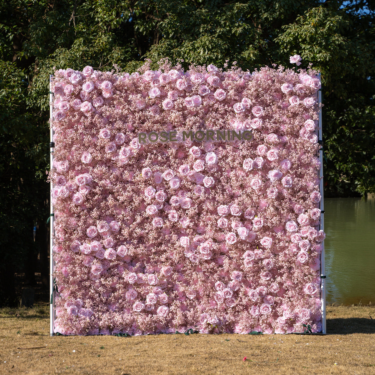 Pink Baby Breath | 3D Event-Ready Artificial Floral Wall Backdrop, Roll-Up Fabric | Shipping Included