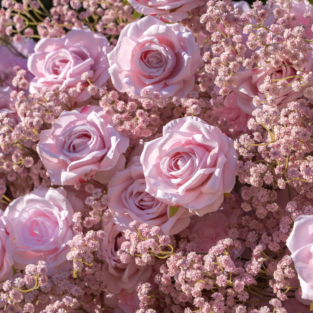 Pink Baby Breath | 3D Event-Ready Artificial Floral Wall Backdrop, Roll-Up Fabric | Shipping Included