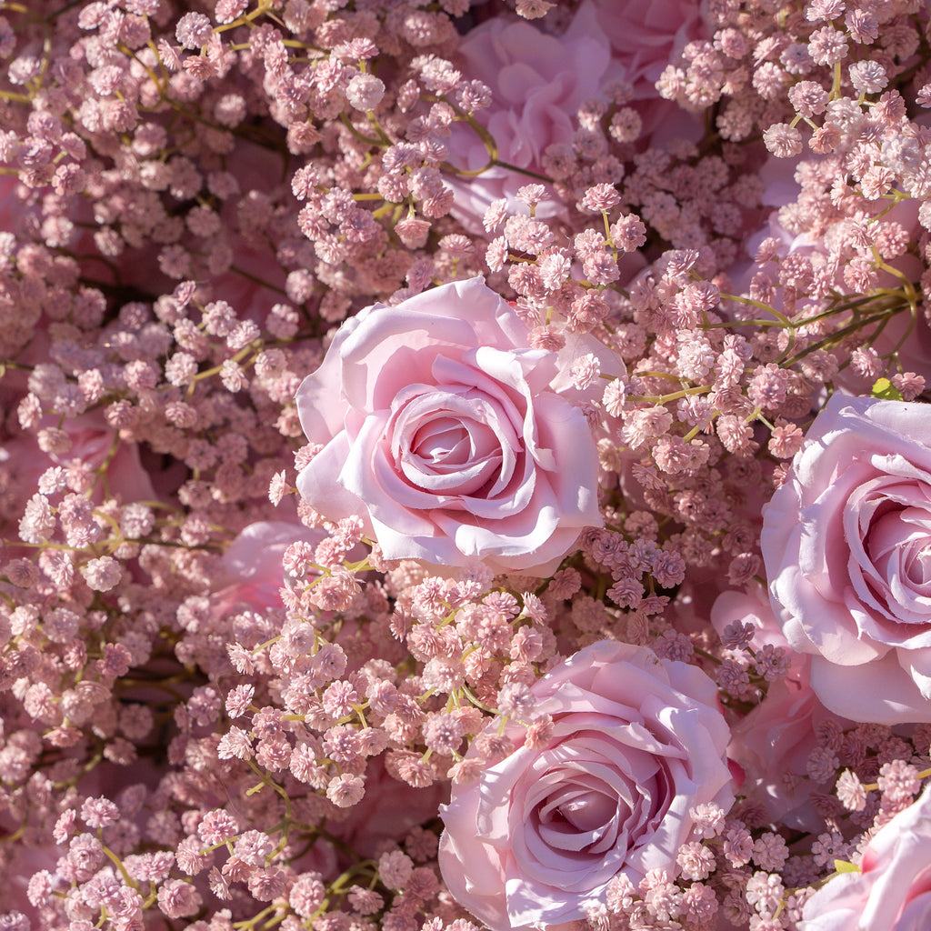 Pink Baby Breath | 3D Event-Ready Artificial Floral Wall Backdrop, Roll-Up Fabric | Shipping Included